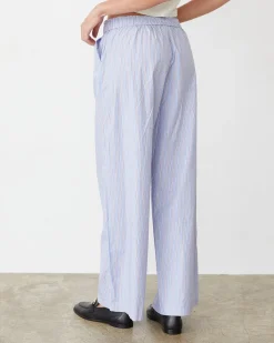 MONROW Stripe Poplin Boxer Pants BLUEMAROONSTRIPE Flash Sale